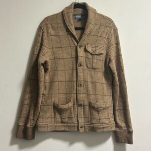 Ralph Lauren Plaid Shawl-Collar Men's Cardigan Size L